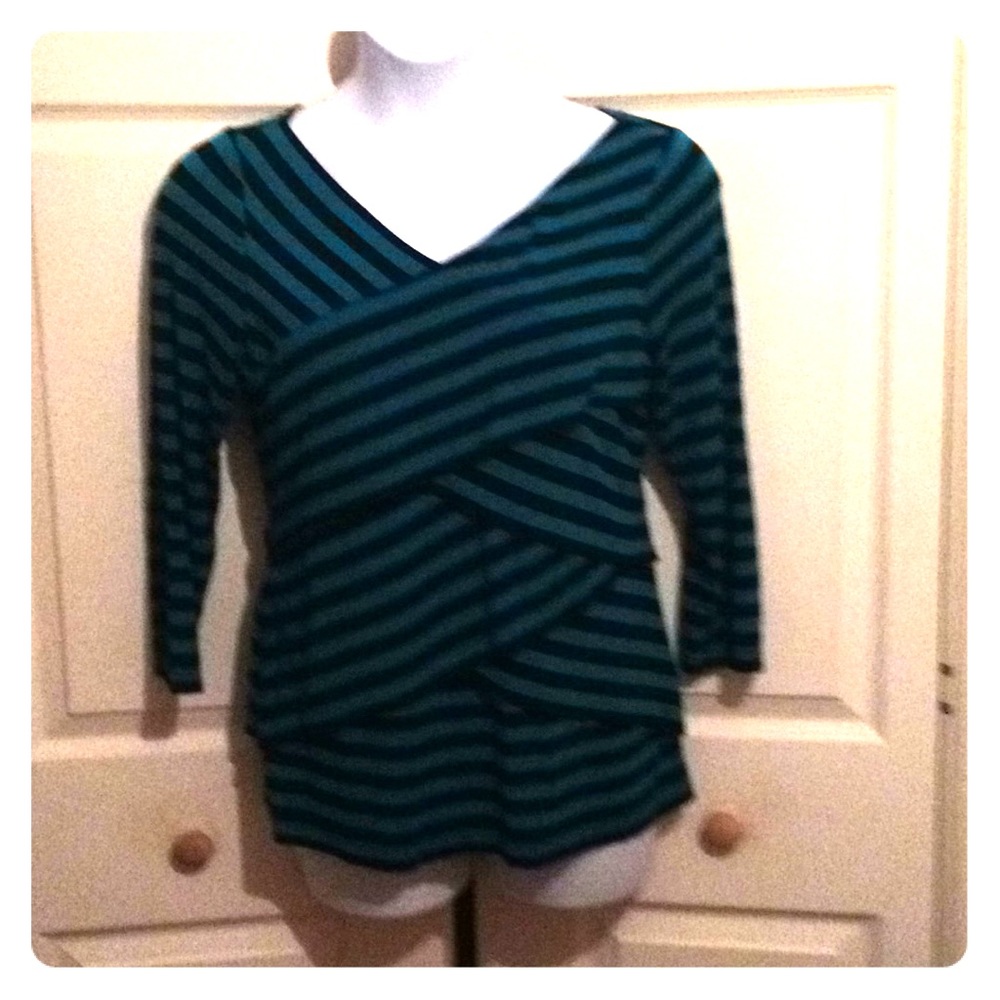 Vince Camuto Layered, Mock Wrap Long Sleeve, XL